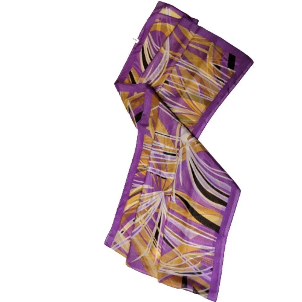 Purple Geometric Print Rectangular Scarf - Picture 2 of 6